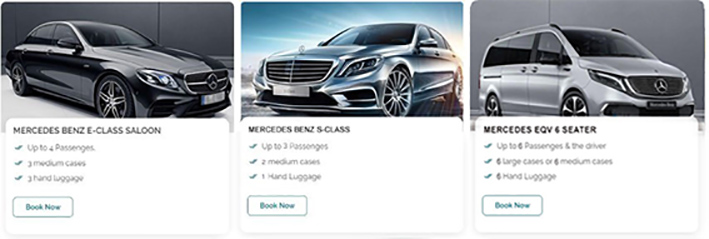 Mercedes Benz Vehicles: E-Class Saloon, S-Class, ESQ 6 Seater